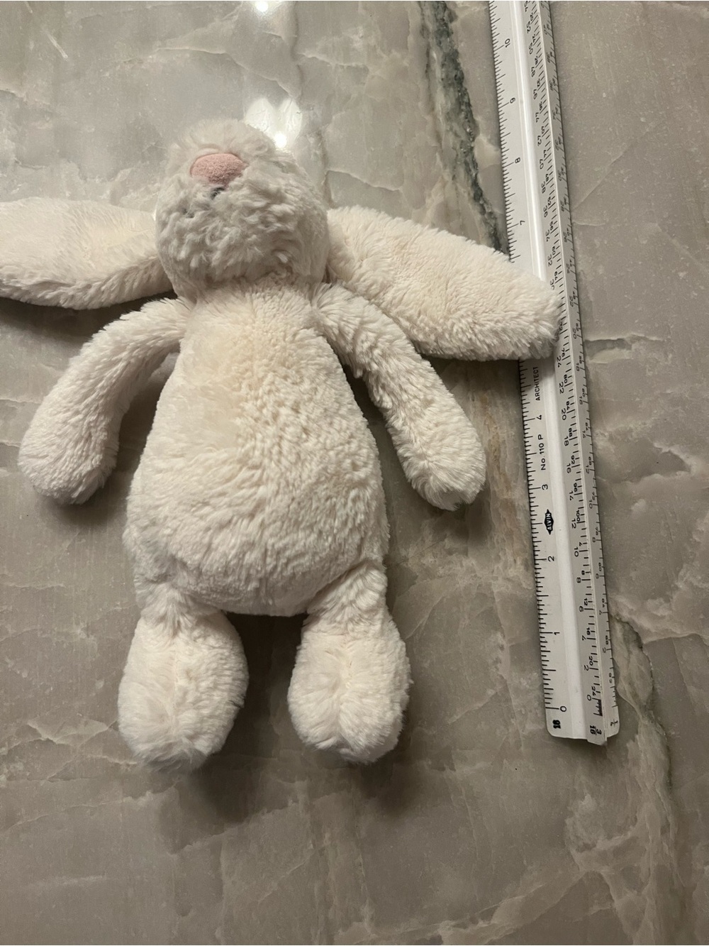 Jellycat mini Cream Plush bashful Bunny with Pink Nose